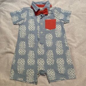 Rene Rofe Blue and Red Pineapple Bodysuit